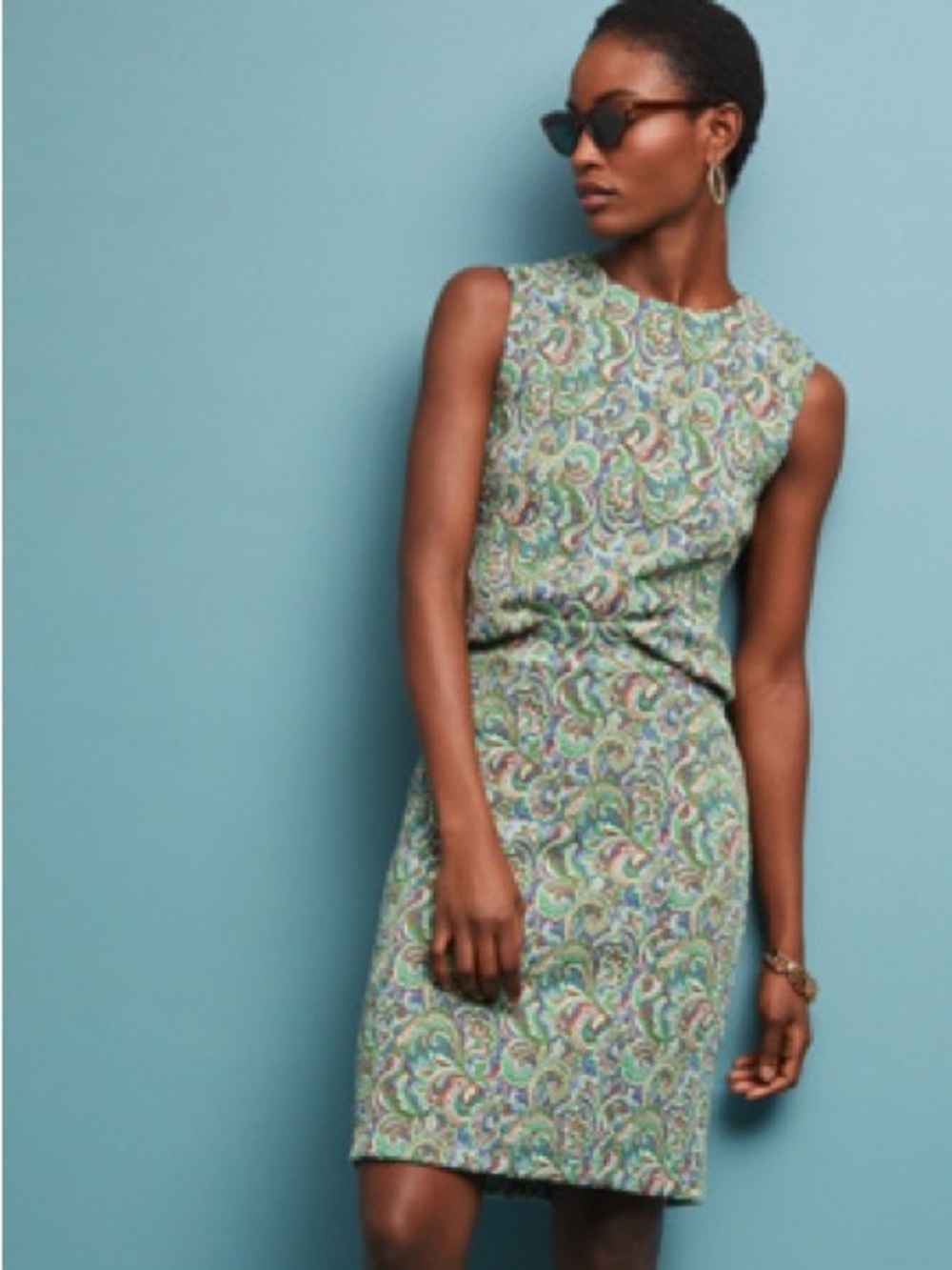 Anthropologie Multi-Color Paisley sleeveless top and matching pencil skirt